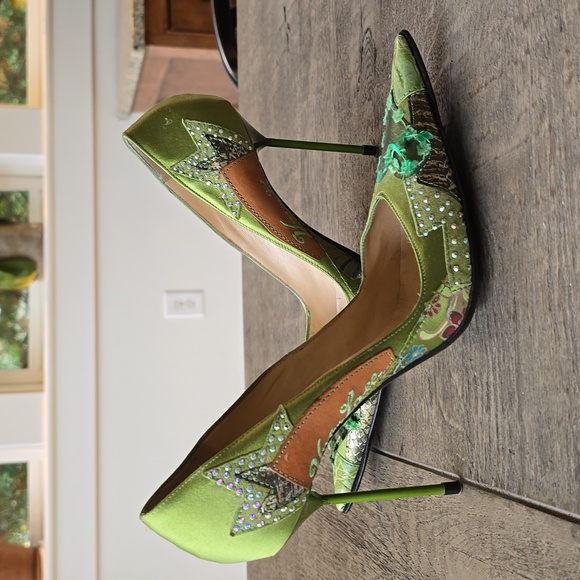 Vivien Lee Shoes - Vivien Lee Women’s Stunning Green Fabric Designer Heels Stilettos Size 38 1/2